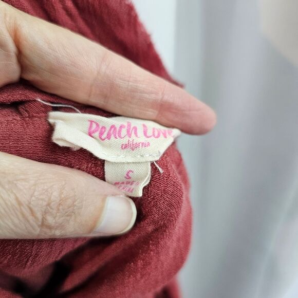 Peach Love California Red Bohemian Surplice Mini Dress Size Small - Picture 10 of 12